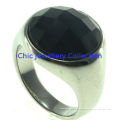 Stainless Steel Multi-faceted Big Black Oval Onyx Ring, R853-1oem, Odm  Stainless Steel Finger Rings